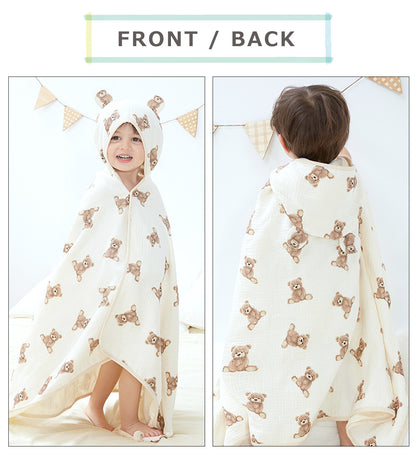 柄入りフード付きバスタオル