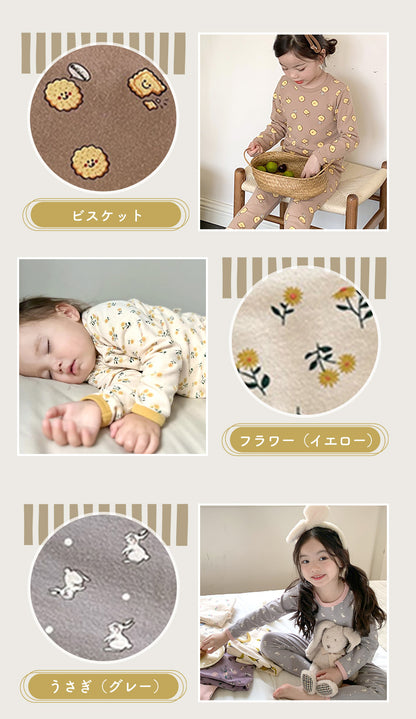 女の子長袖コットンパジャマ