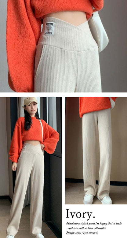 厚手マタニティリブパンツ