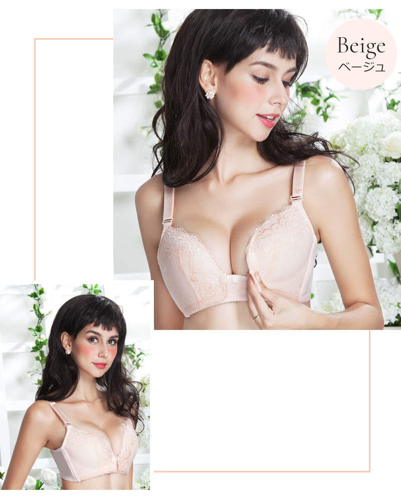 レース授乳ブラ スナップボタン式